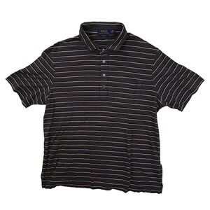 Polo Ralph Lauren Classic Fit Grey Striped Short Sleeve Polo Shirt Men's Large